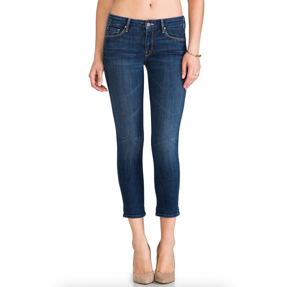 Mother The Looker Crop Dark Wash Skinny Jeans Flowers From Storm Size 28 - Picture 1 of 10